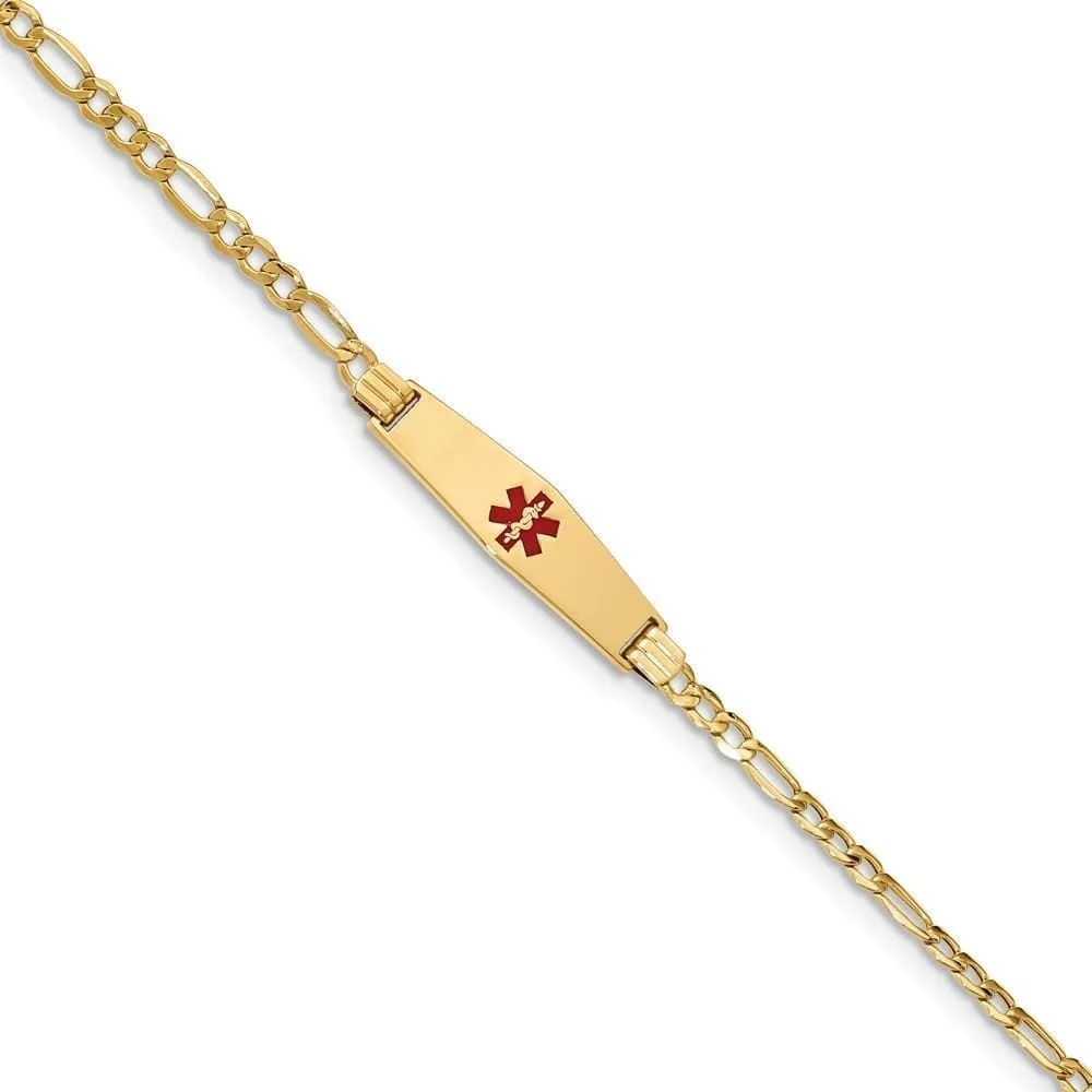 14K Yellow Gold Figaro Link Medical ID Bracelet