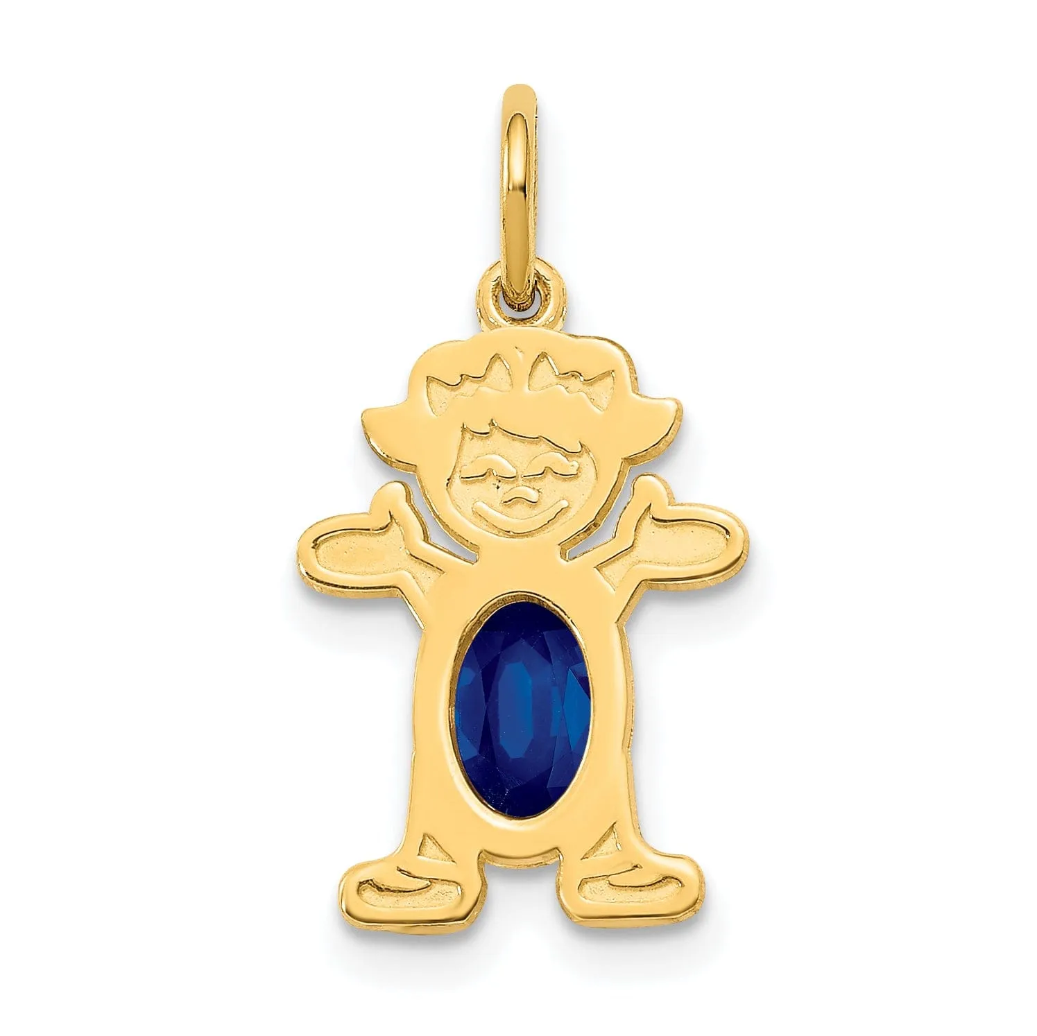 14k Yellow Gold Girl Oval Genuine Sapphire
