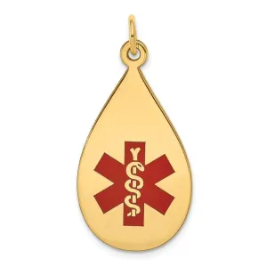 14k Yellow Gold Medical Alert ID Charm Pendant