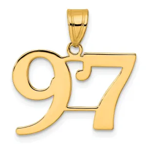 14k Yellow Gold Polished Finish Number 97 Charm Pendant