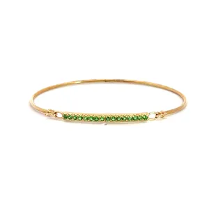 14k Yellow Gold Round Green Sapphire Bangle Bracelet