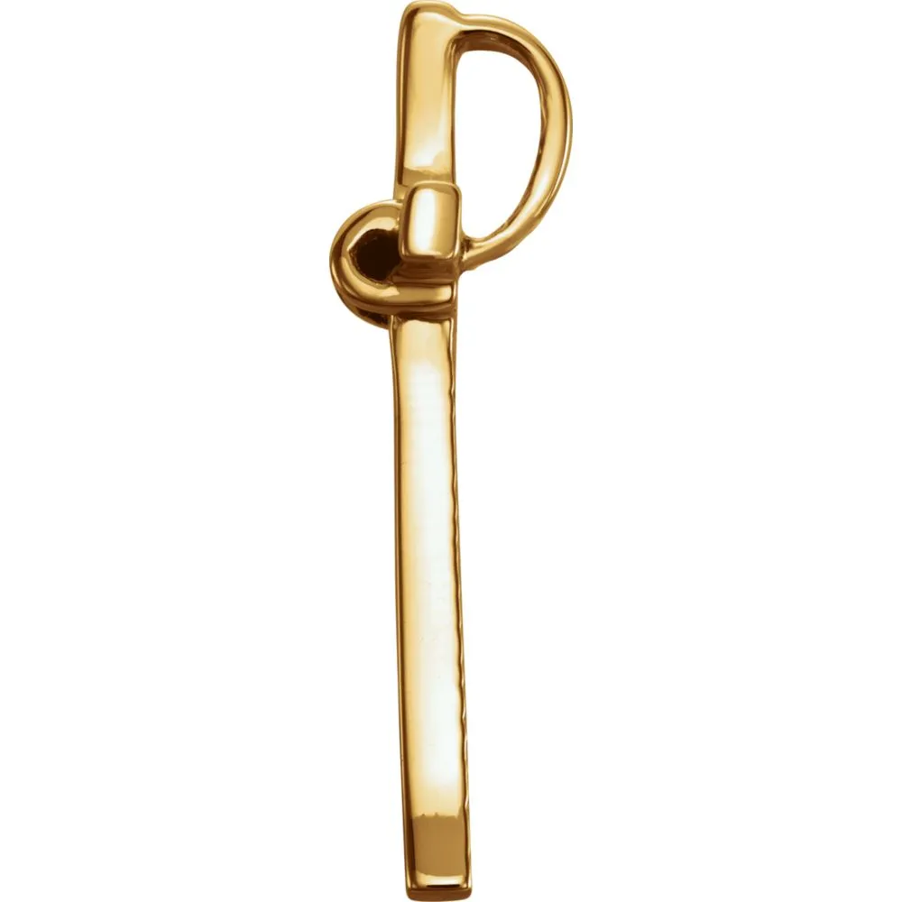 14k Yellow Gold Sapphire Cross Pendant