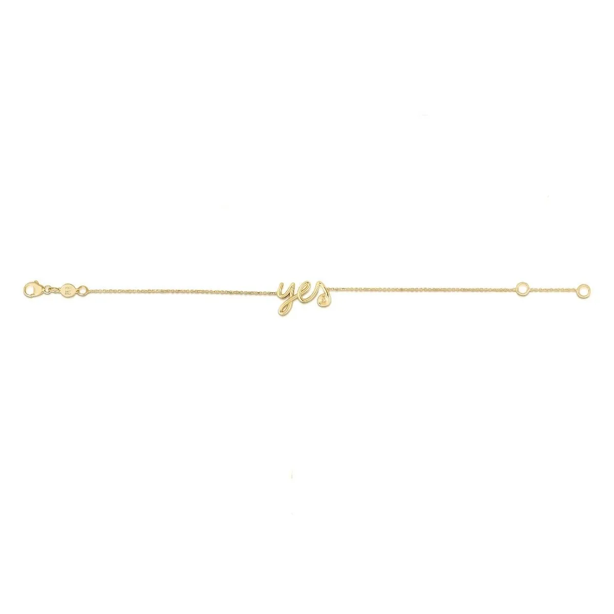 14K Yellow Gold Script "Yes" Diamond Accent Bracelet
