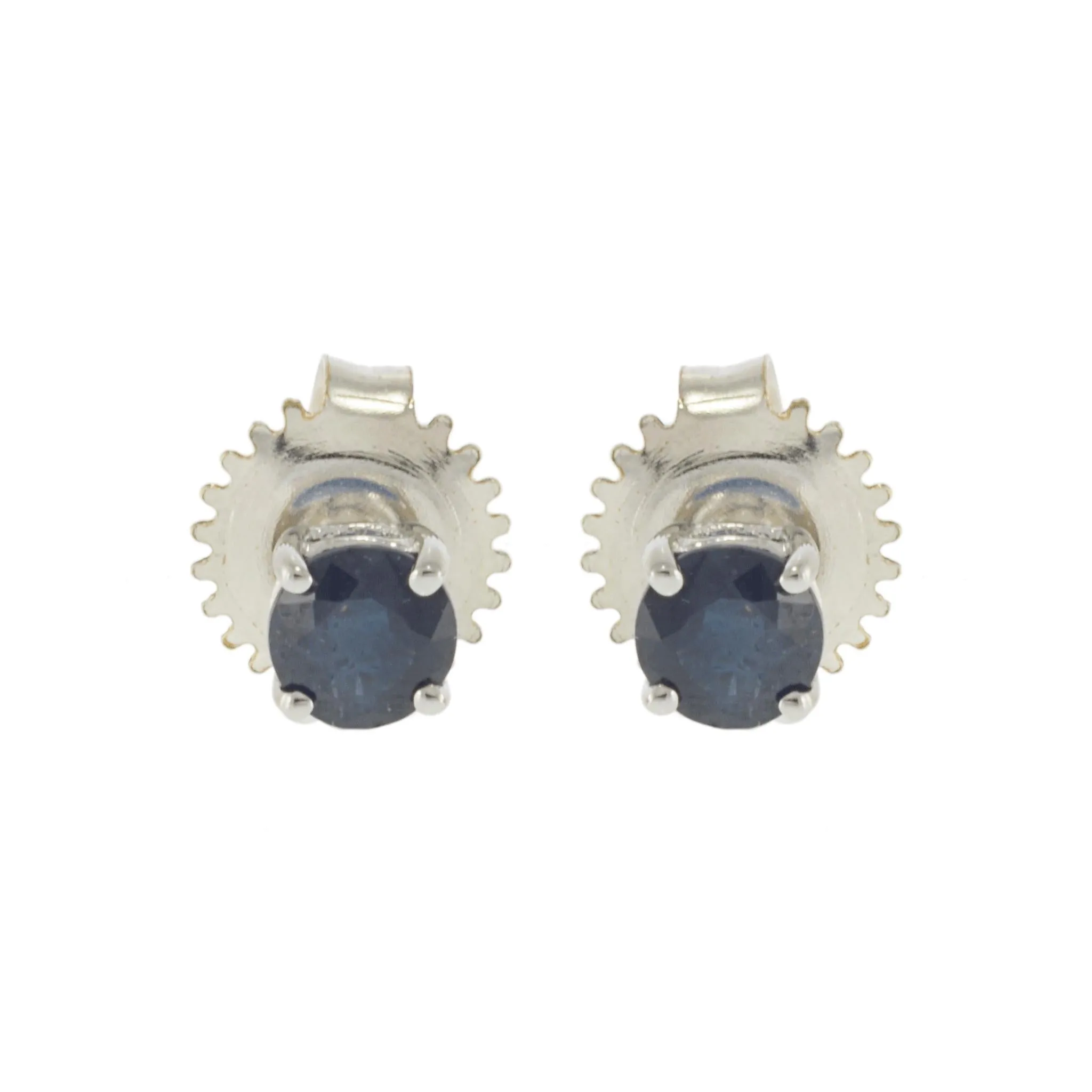 14KT White Gold Blue Sapphire Stud Earrings