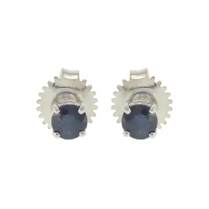 14KT White Gold Blue Sapphire Stud Earrings