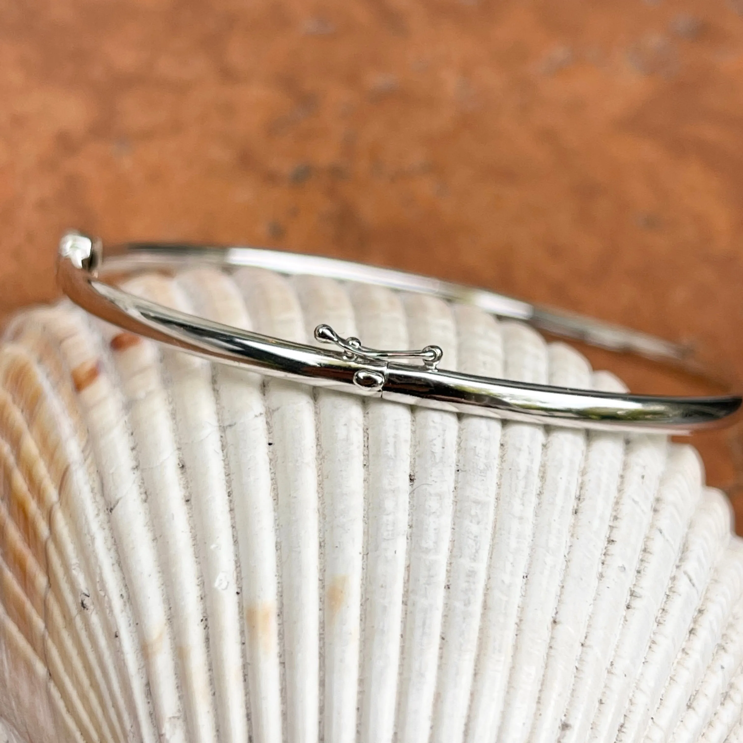 14KT White Gold Square .04 CT Pave Diamond Bangle Bracelet