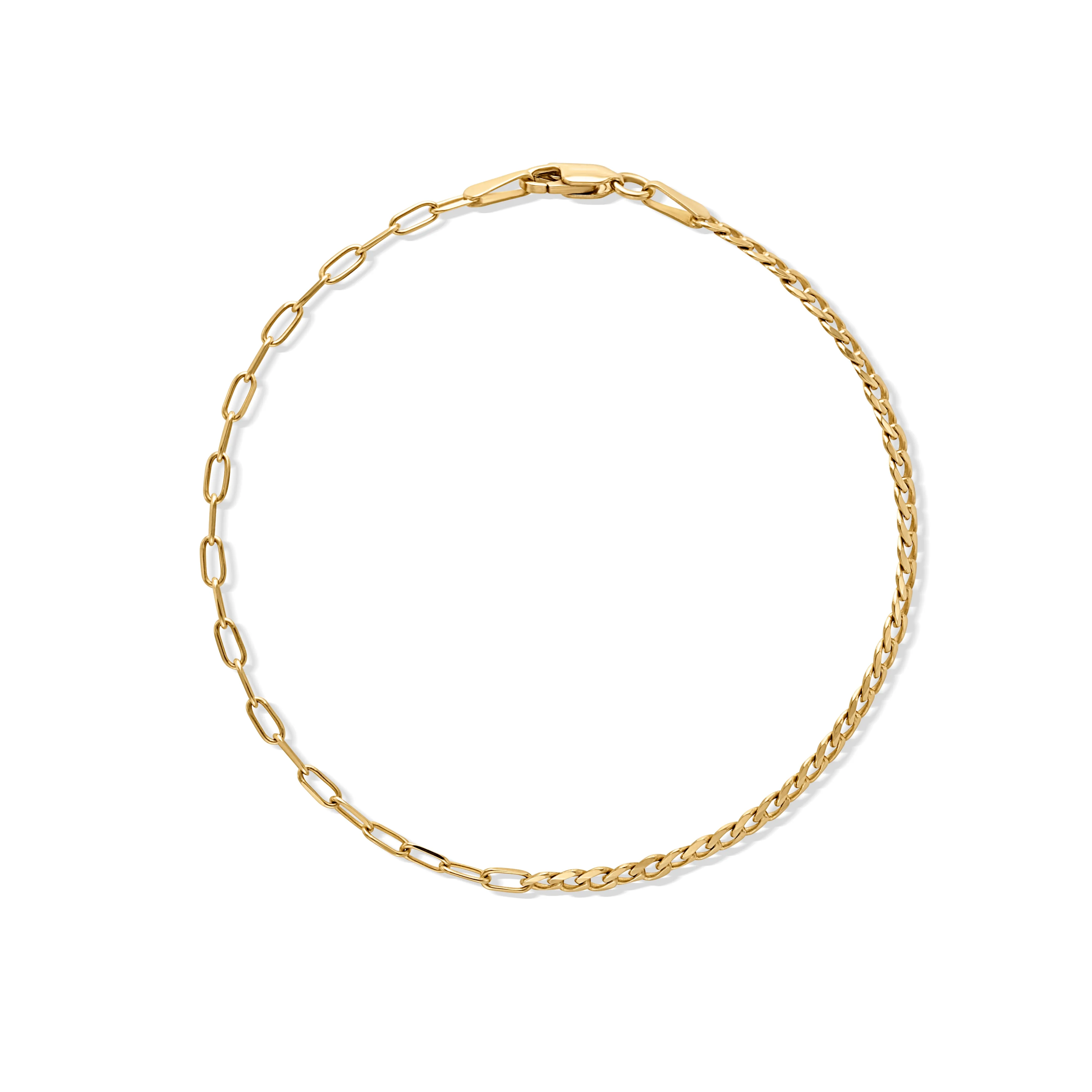 14KY Curb and Paperclip Bracelet