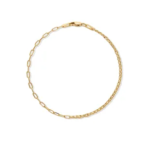14KY Curb and Paperclip Bracelet