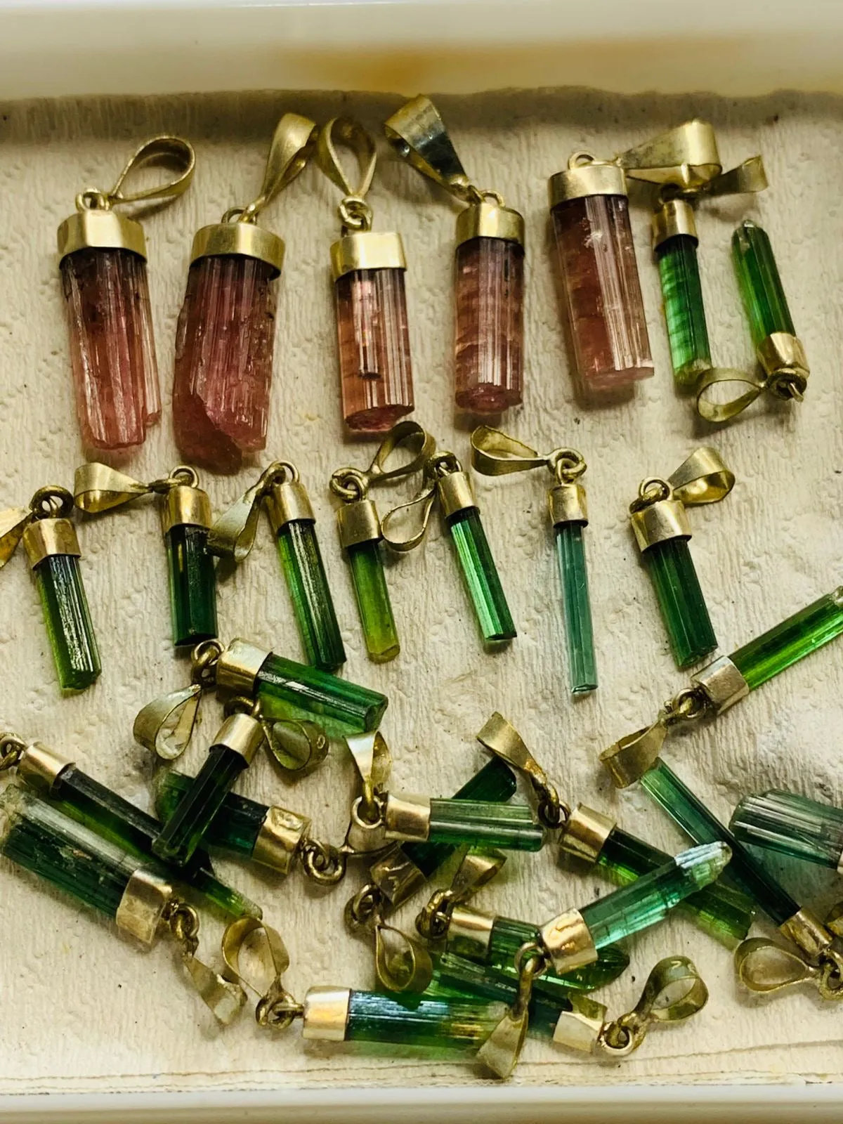 15 Tourmaline Crystal Pendants