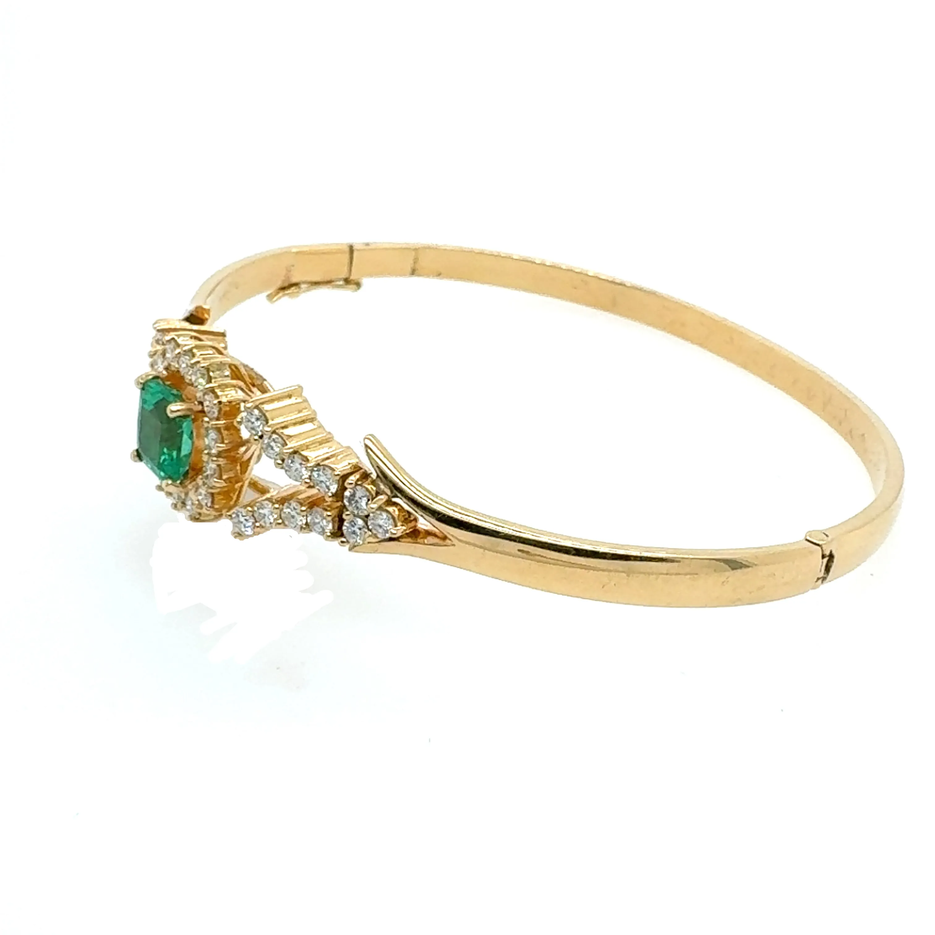 1.50 Carat Emerald and Diamond Bangle
