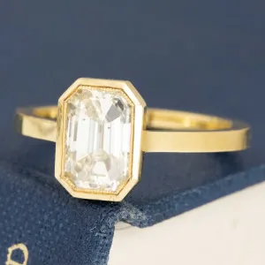1.52ct Emerald Cut Diamond Bezel Solitaire, GIA