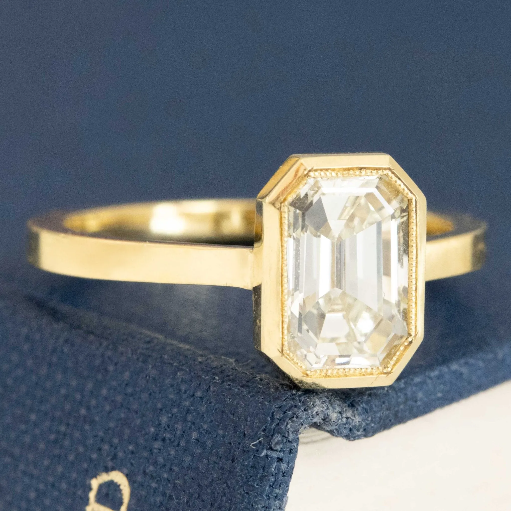 1.52ct Emerald Cut Diamond Bezel Solitaire, GIA