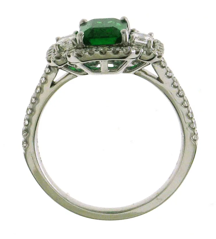 1.64ct Green Emerald Diamond Cocktail Ring
