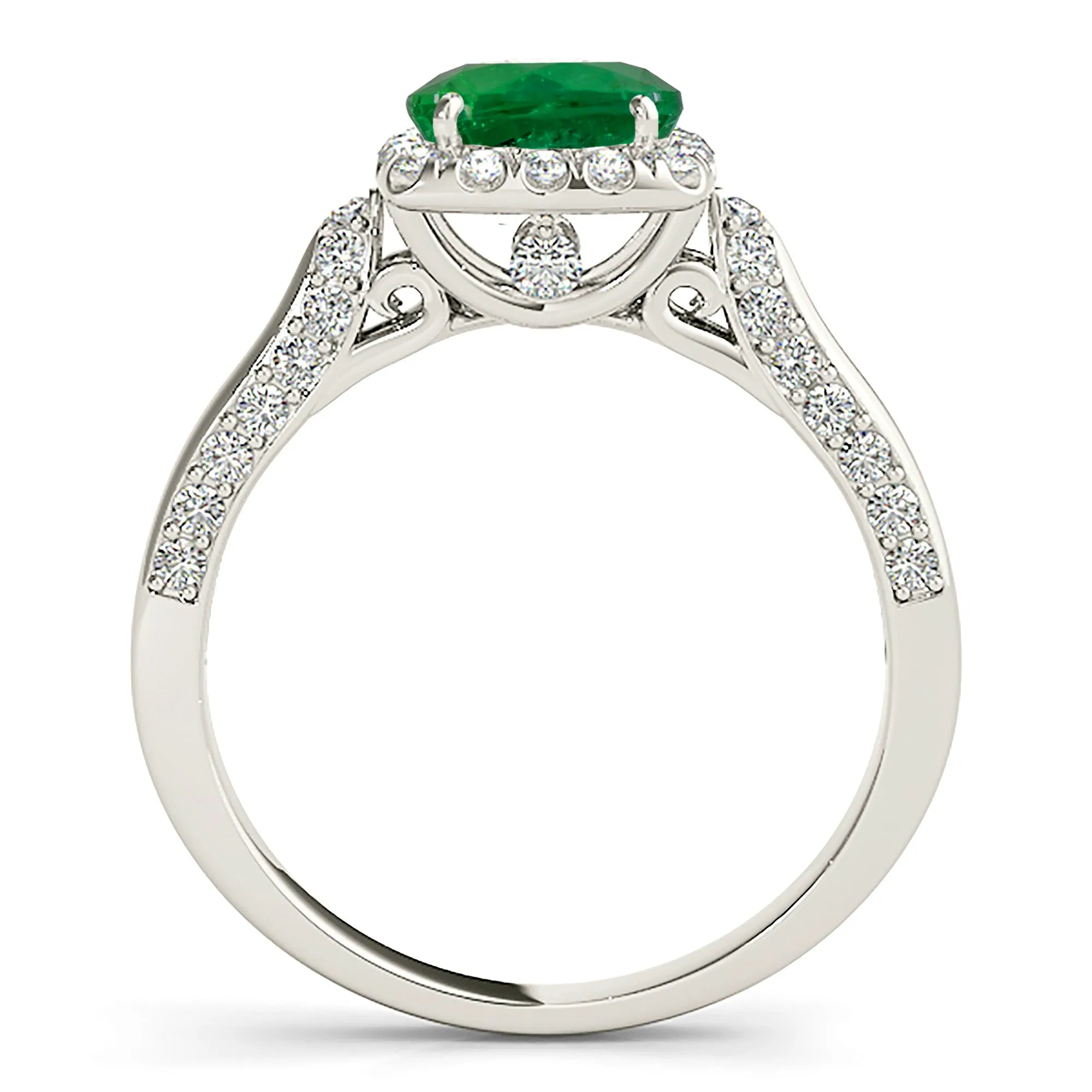 1.75 ct. Genuine Emerald Vintage Halo Ring With Diamonds