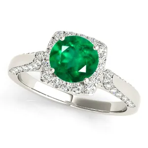 1.75 ct. Genuine Emerald Vintage Halo Ring With Diamonds