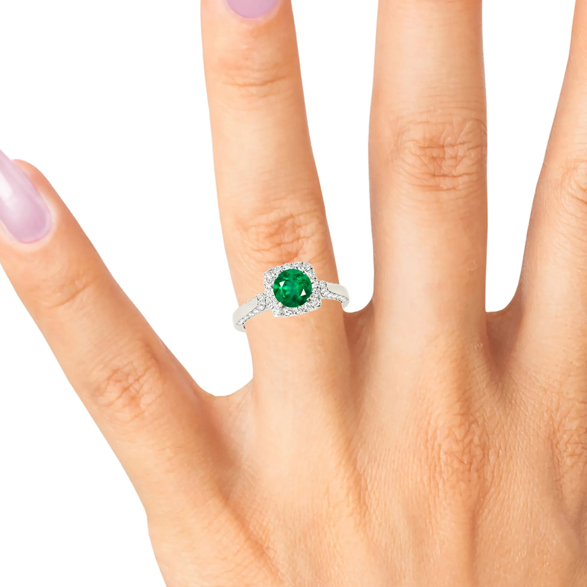1.75 ct. Genuine Emerald Vintage Halo Ring With Diamonds