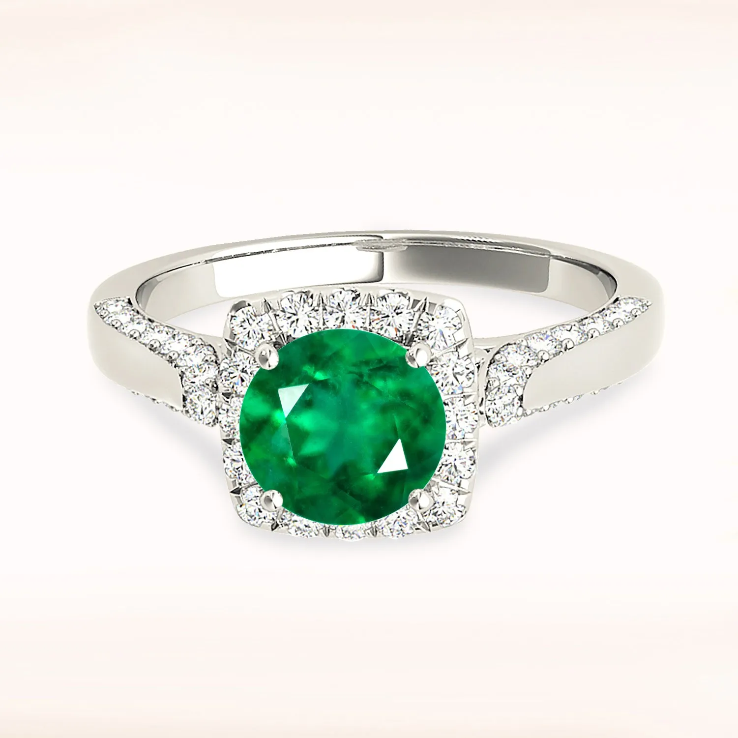 1.75 ct. Genuine Emerald Vintage Halo Ring With Diamonds