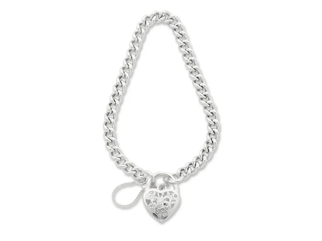 18cm Sterling Silver Padlock Bracelet