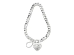 18cm Sterling Silver Padlock Bracelet