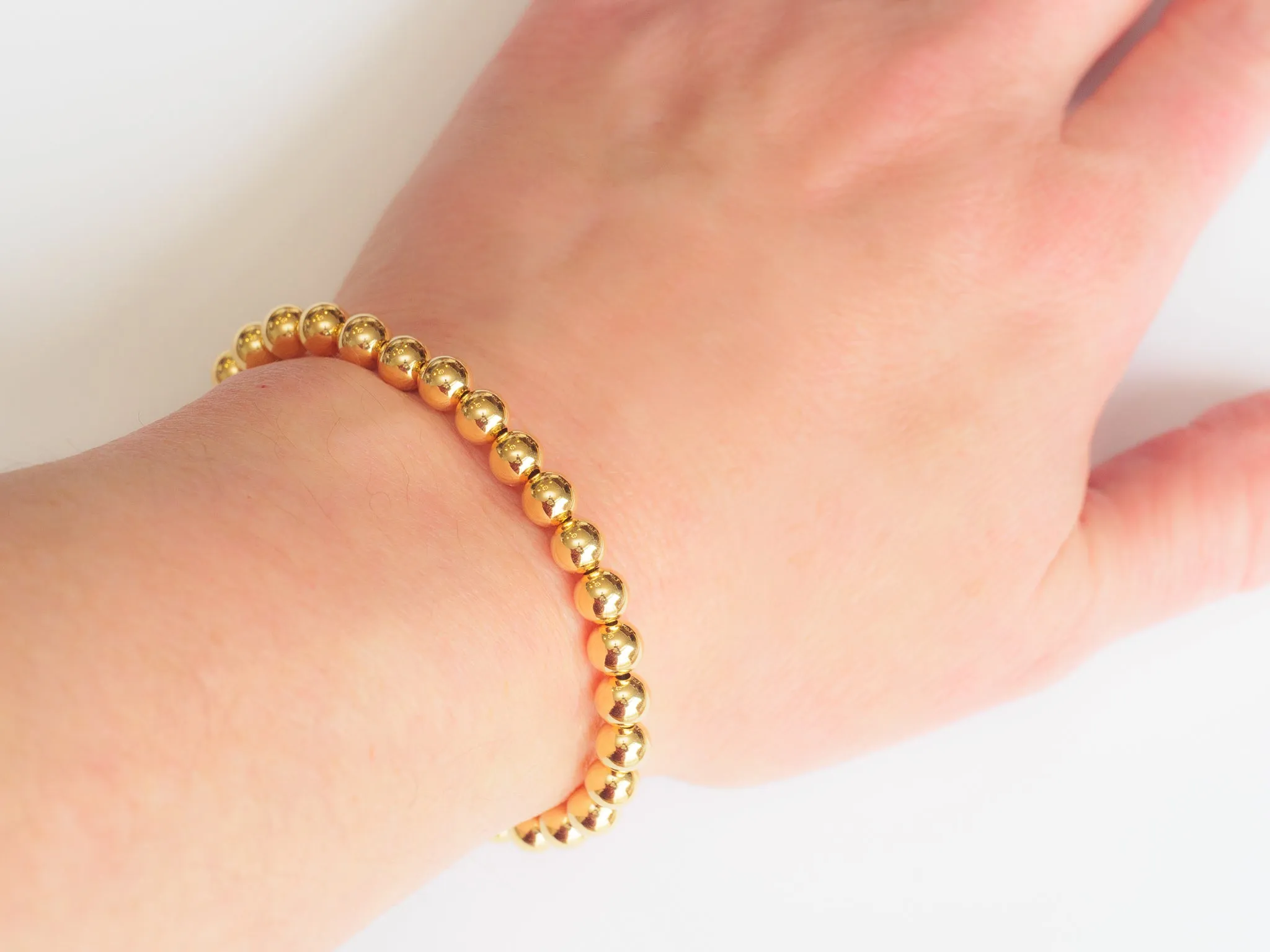 18k Gold Bead Bracelet - Women and Men's Bracelet - 6mm