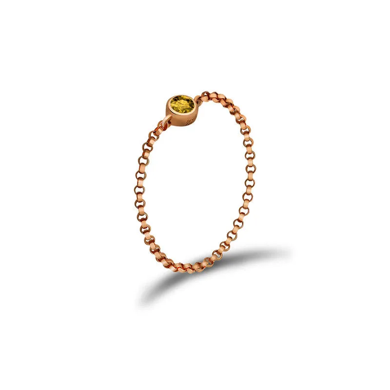 18k Gold November Birthstone Citrine Chain Ring