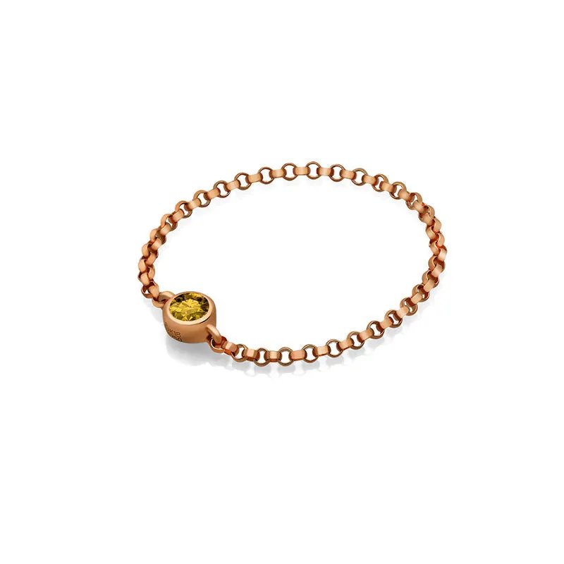 18k Gold November Birthstone Citrine Chain Ring