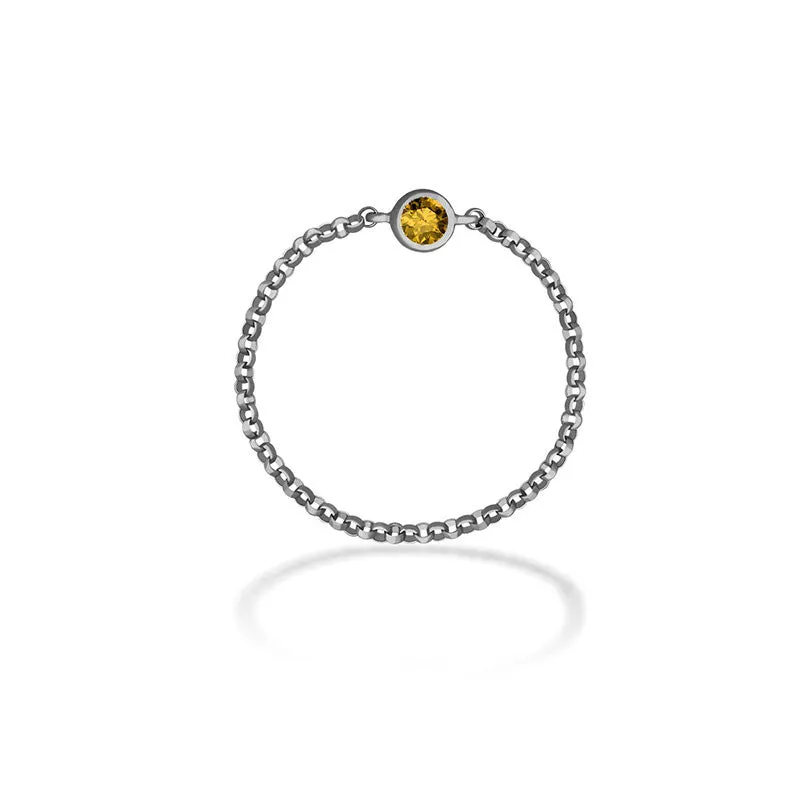 18k Gold November Birthstone Citrine Chain Ring