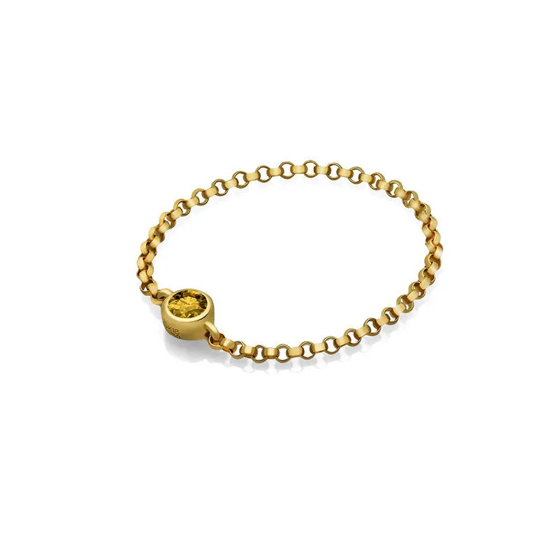 18k Gold November Birthstone Citrine Chain Ring