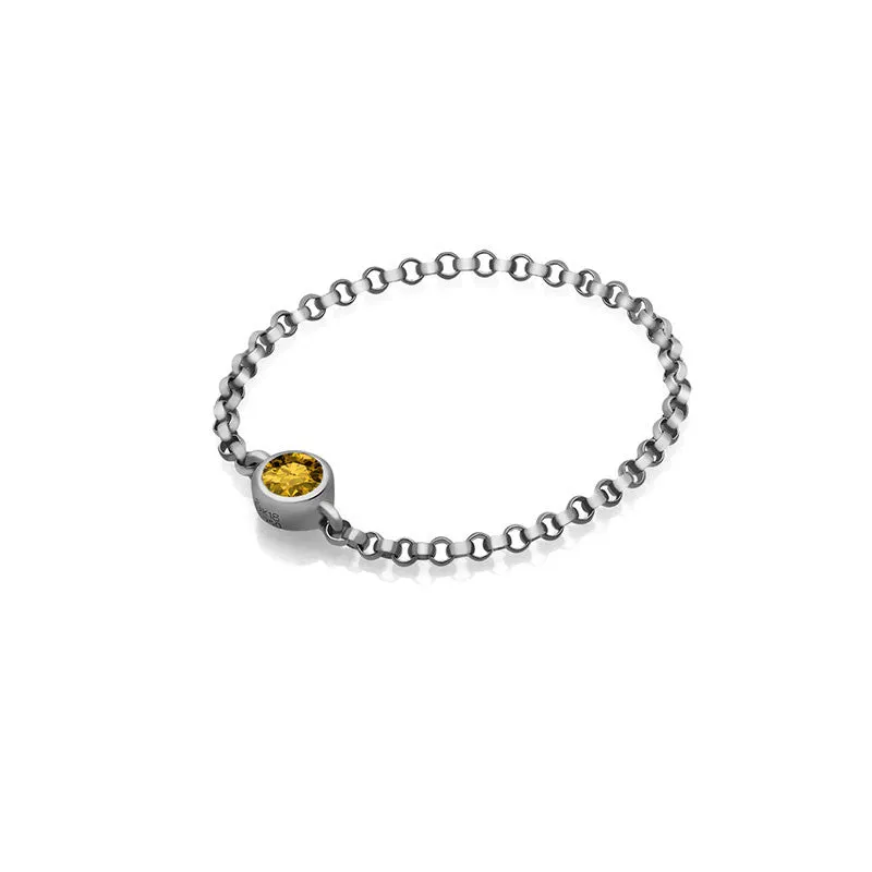 18k Gold November Birthstone Citrine Chain Ring