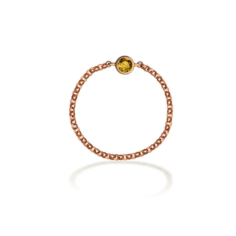 18k Gold November Birthstone Citrine Chain Ring