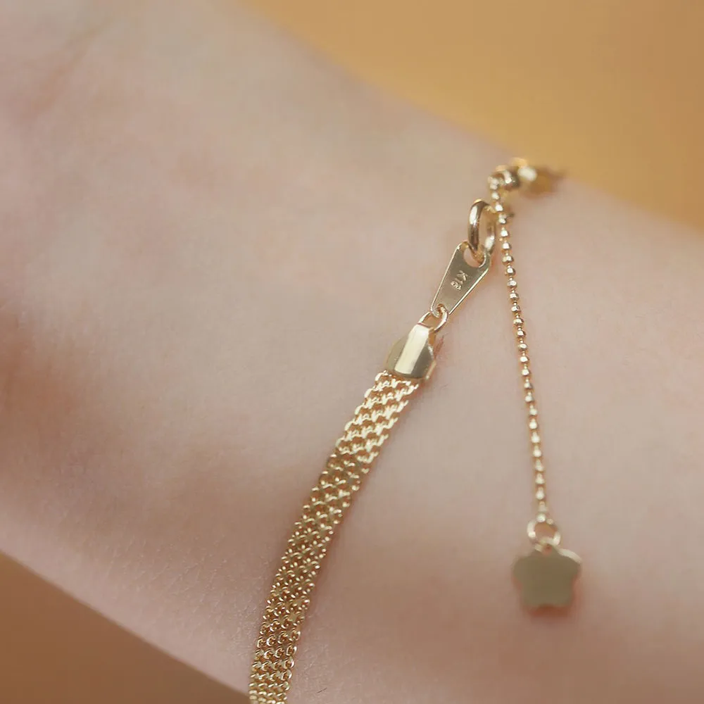 18K Solid Gold 3.5mm 7.4mm Wide Chain Bracelet Elegant Charm Jewelry 7.1"