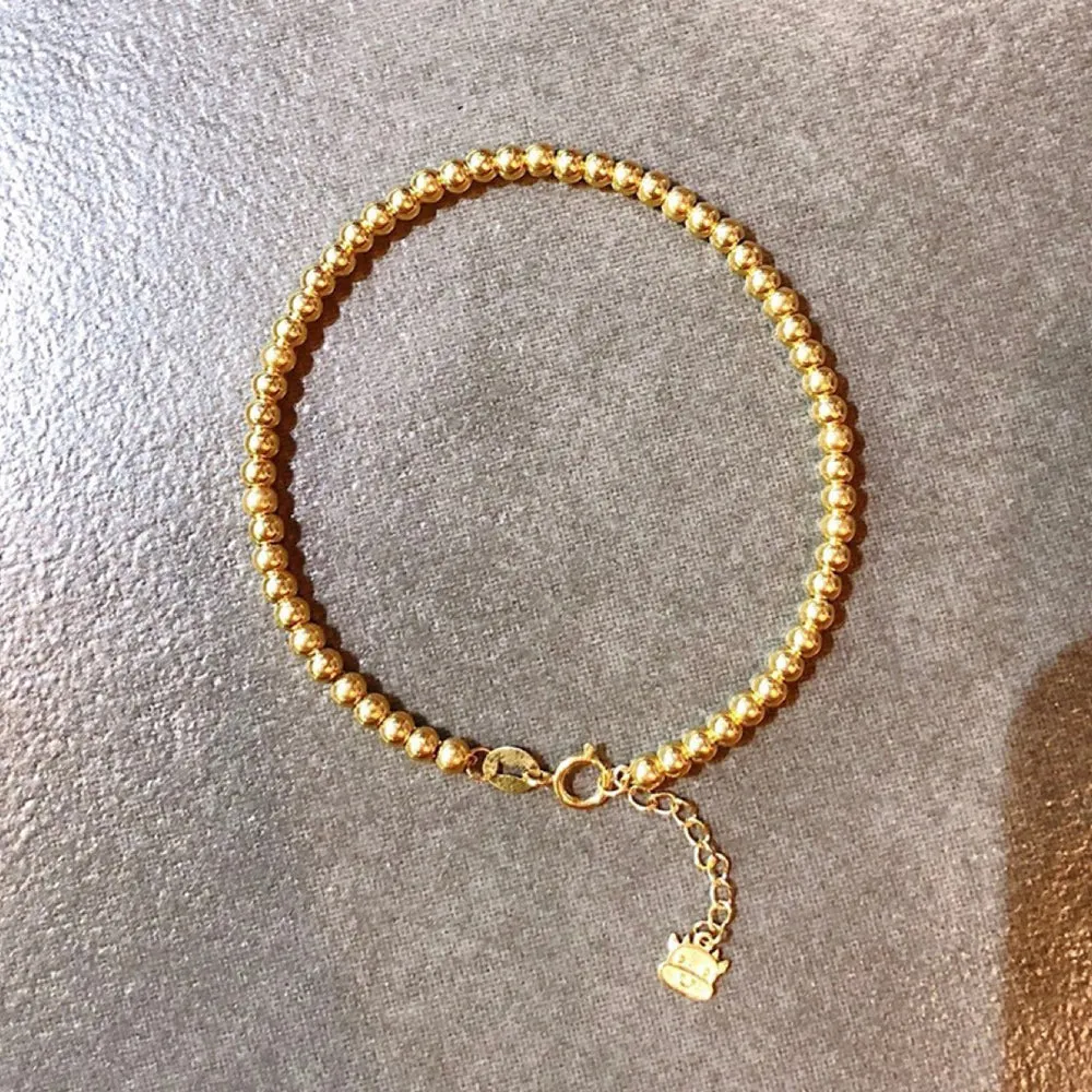 18K Solid Gold Bead Chain Beaded Bracelet Cow Animal Beautiful Elegant Jewelry