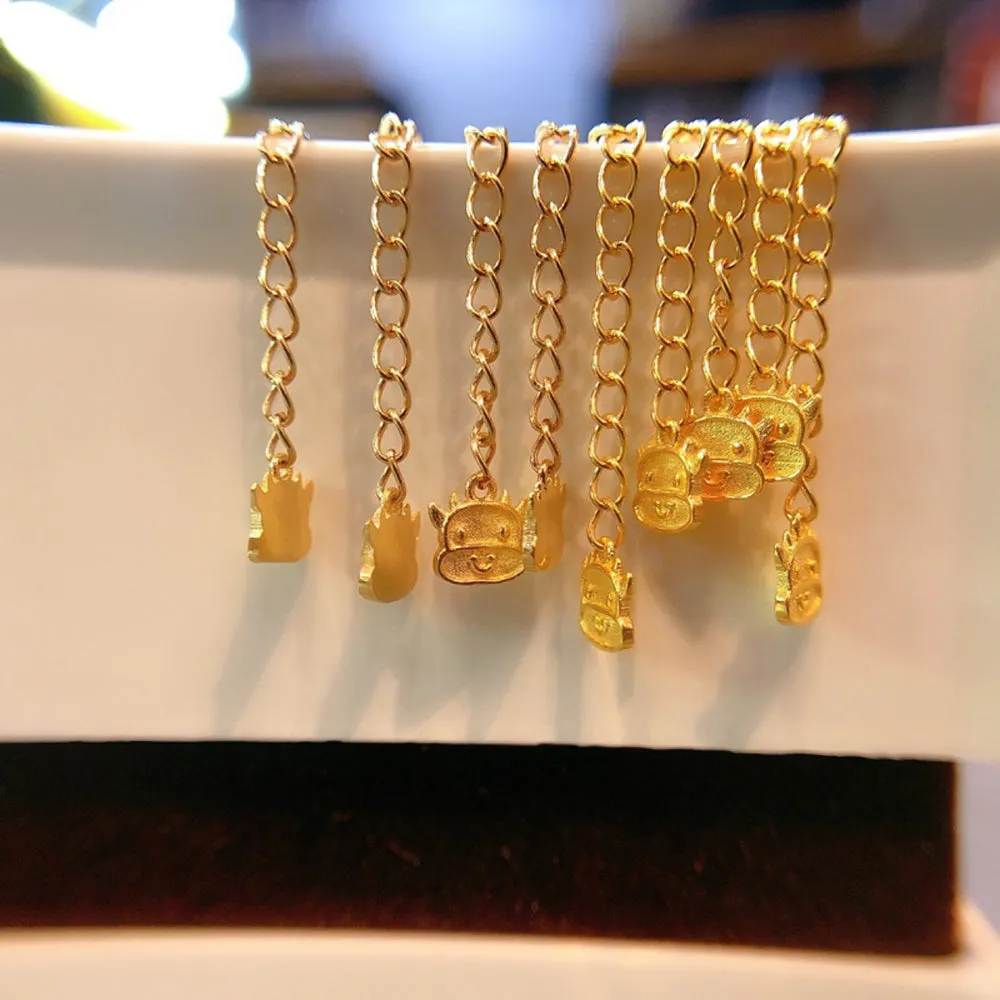18K Solid Gold Bead Chain Beaded Bracelet Cow Animal Beautiful Elegant Jewelry