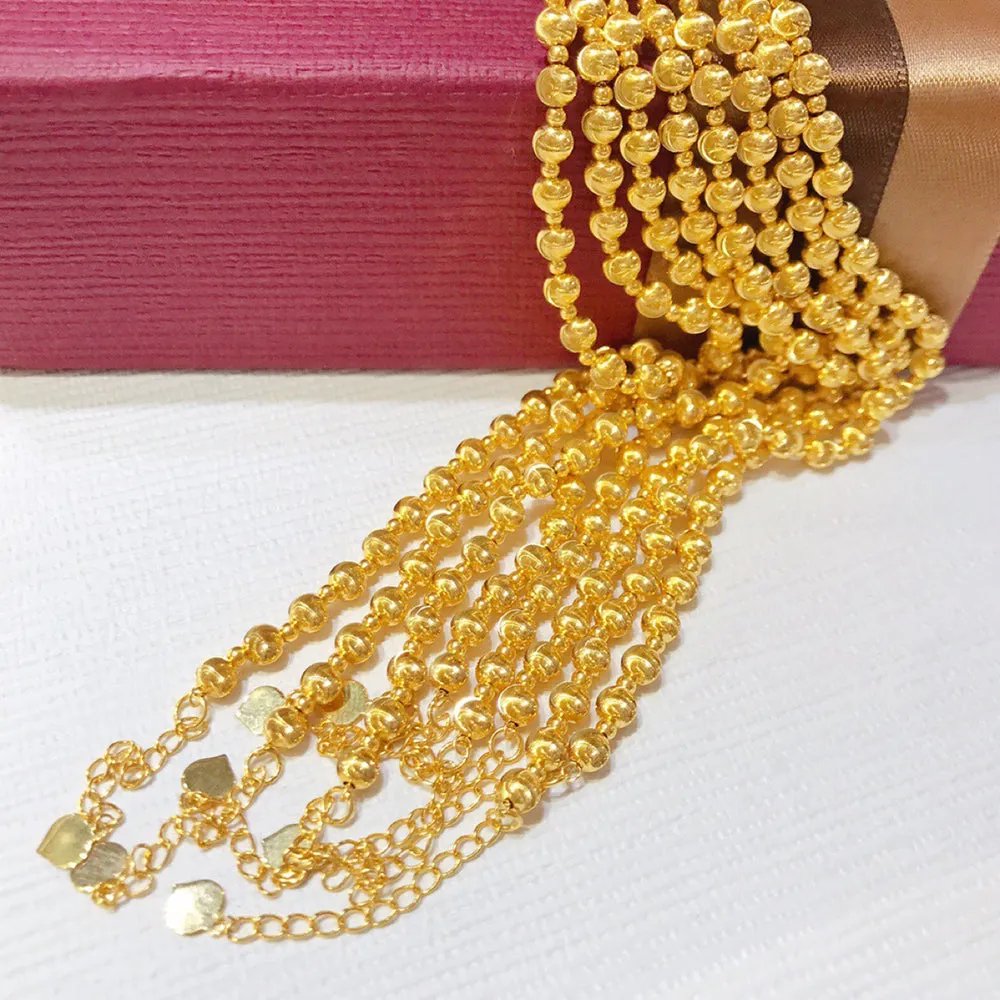 18K Solid Gold Cat Eye Bead Chain Beaded Bracelet Bright Beautiful Elegant Charm Jewelry