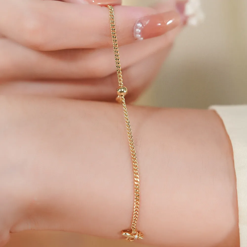 18K Solid Gold Natural Diamond Bracelet Miami Cuban Chain Flowers Elegant Jewelry 7.1"