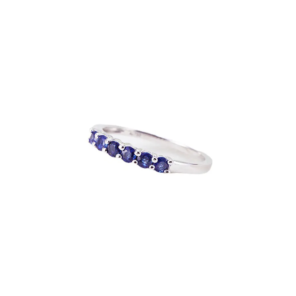 18K Solid Gold Natural Round Ruby Sapphire Ring Charm Elegant Jewelry Size 5-9