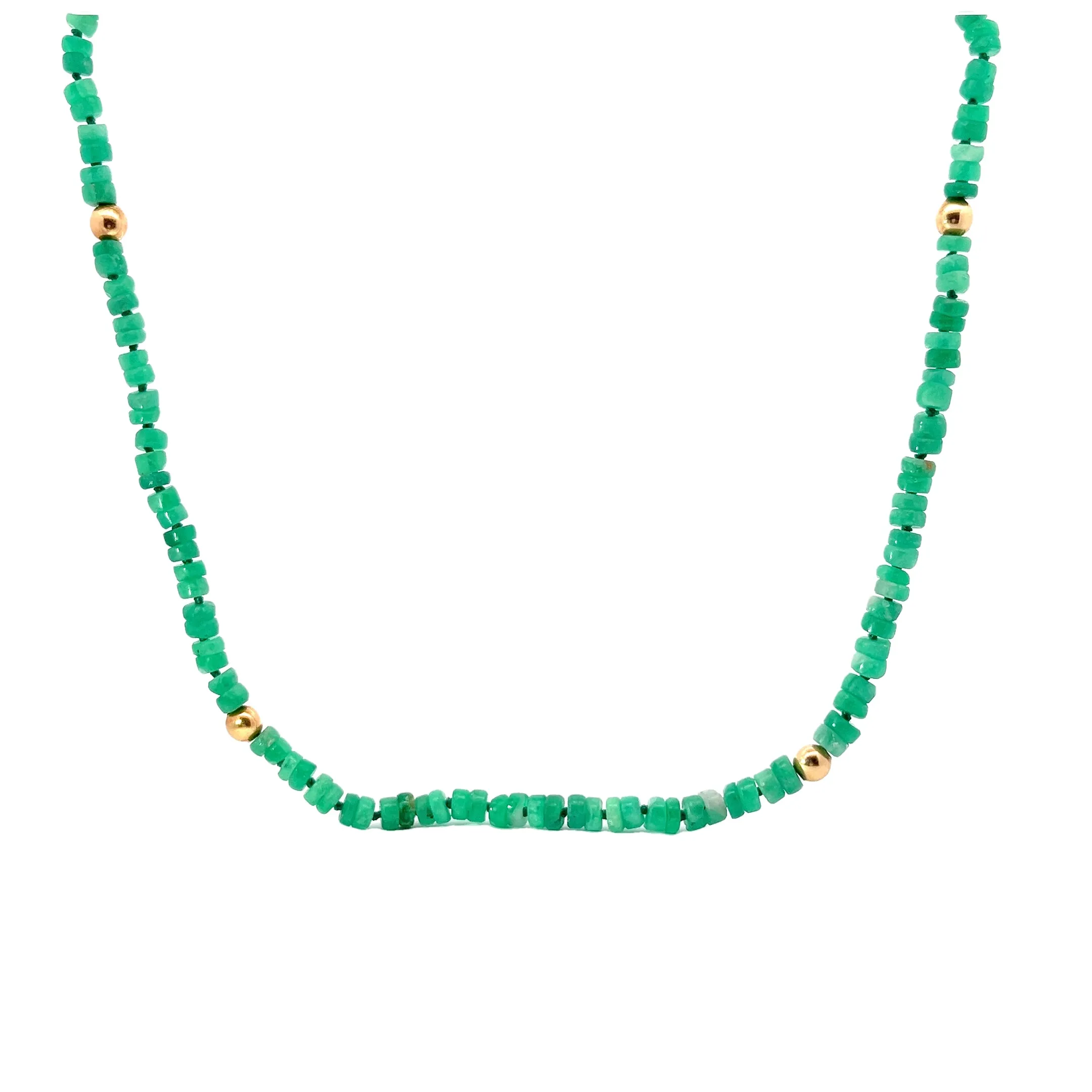 18k Yellow Gold 100ct Row Emerald Polished 20"inch 5mm Unisex Necklace