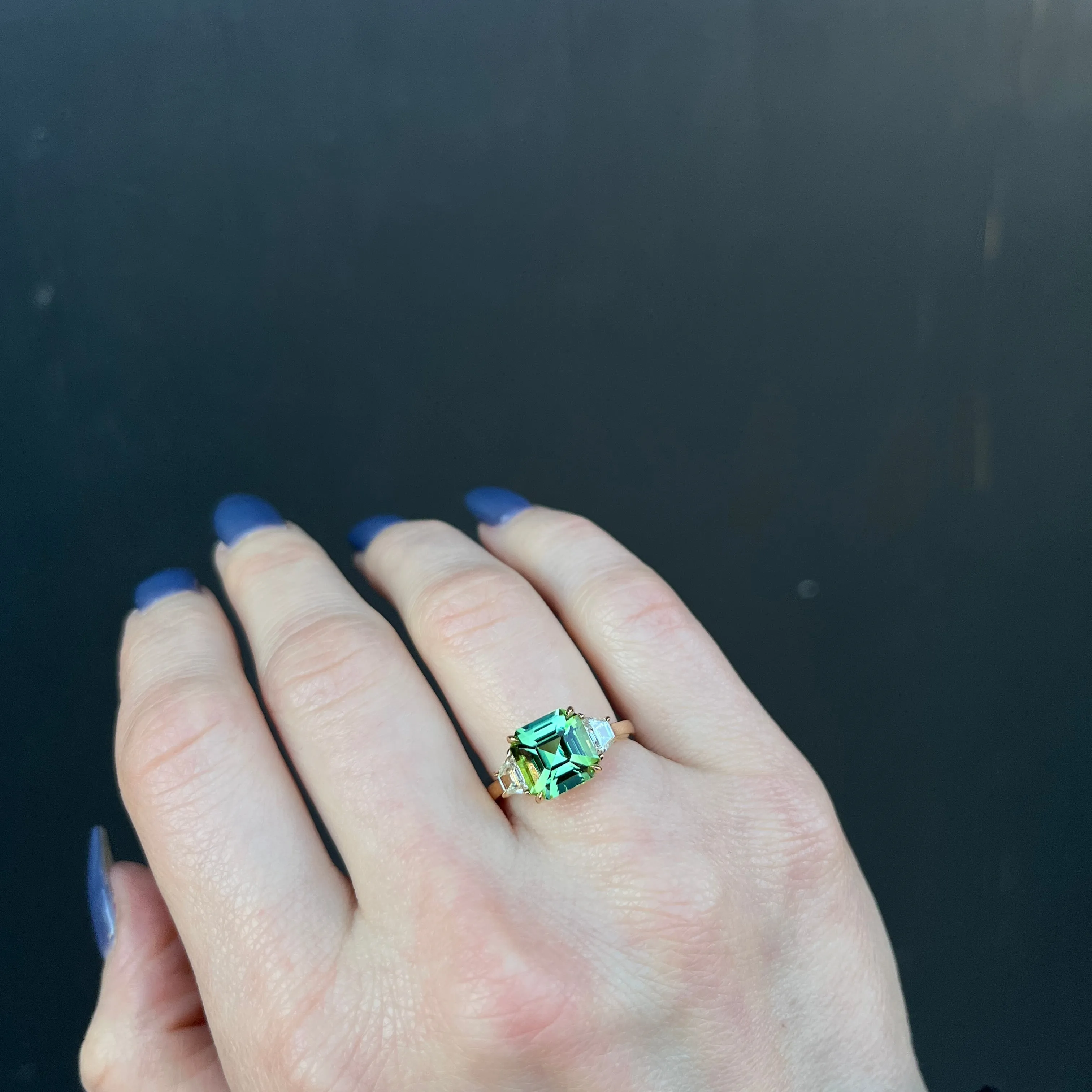 18K Yellow Gold 2.99 Carat Tourmaline and Diamond Ring