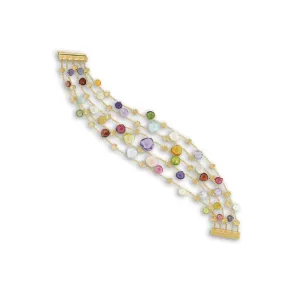 18K Yellow Gold & Mixed Stone Five Strand Graduated Bracelet