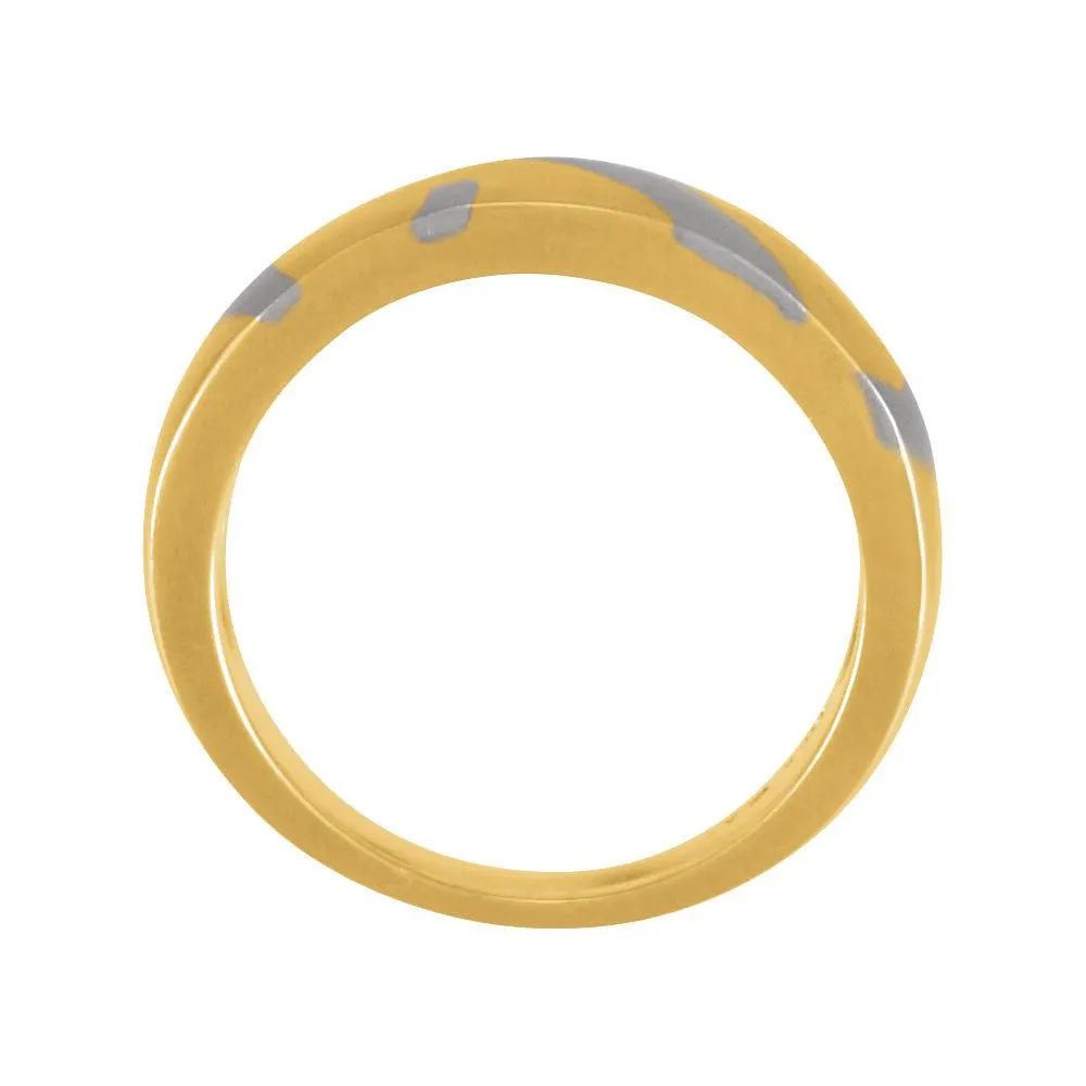 18k Yellow Gold & Platinum Men's Inlaid Design Band, Size 11
