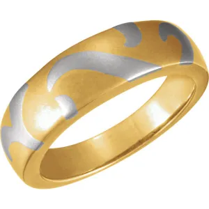 18k Yellow Gold & Platinum Men's Inlaid Design Band, Size 11