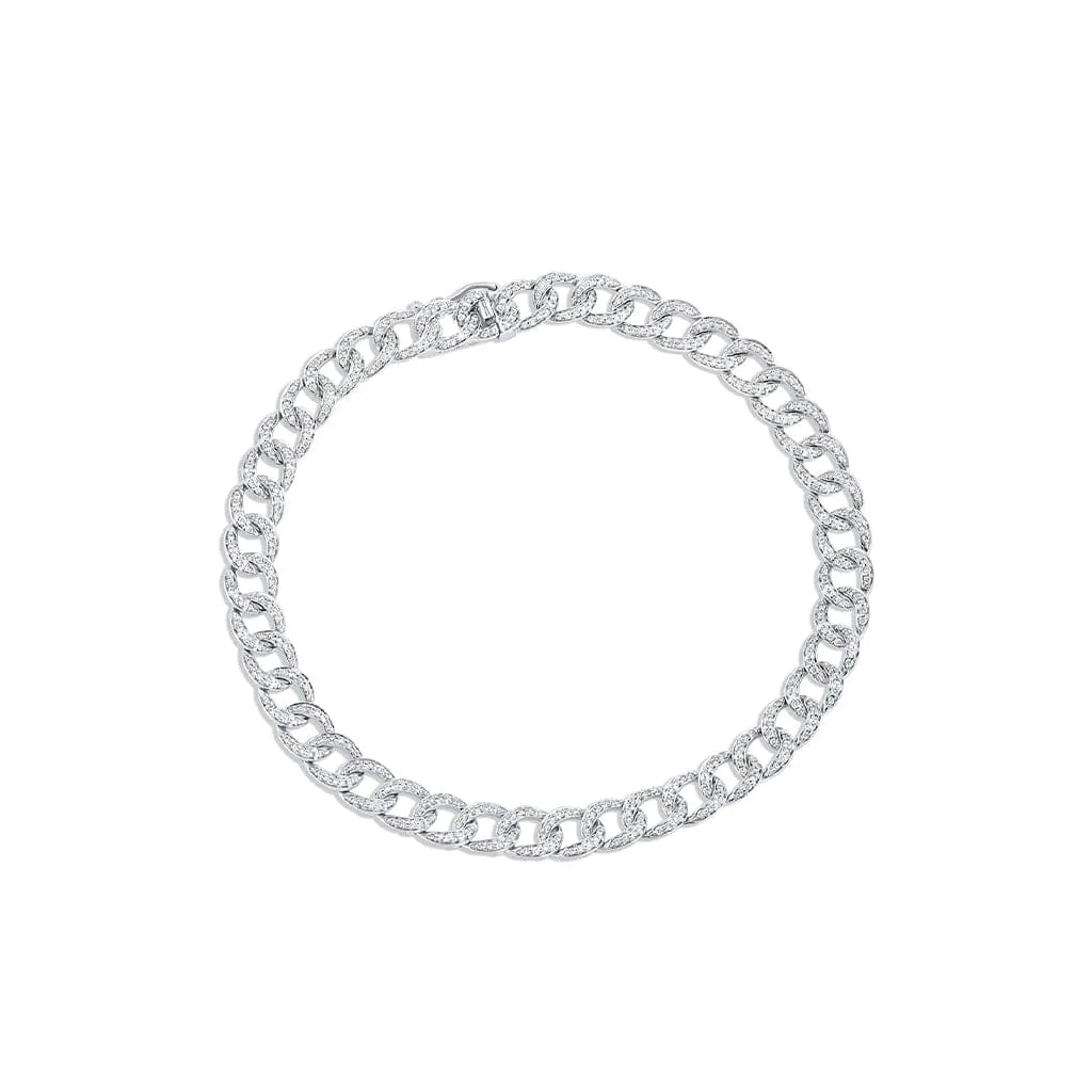 18kt White Gold 1.05ctw Pave Diamond Chain Link Bracelet