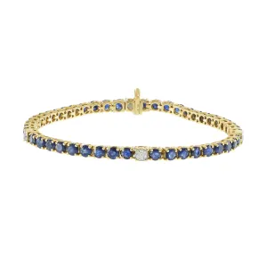 18KT Yellow Gold Blue Sapphire and Diamond Bracelet