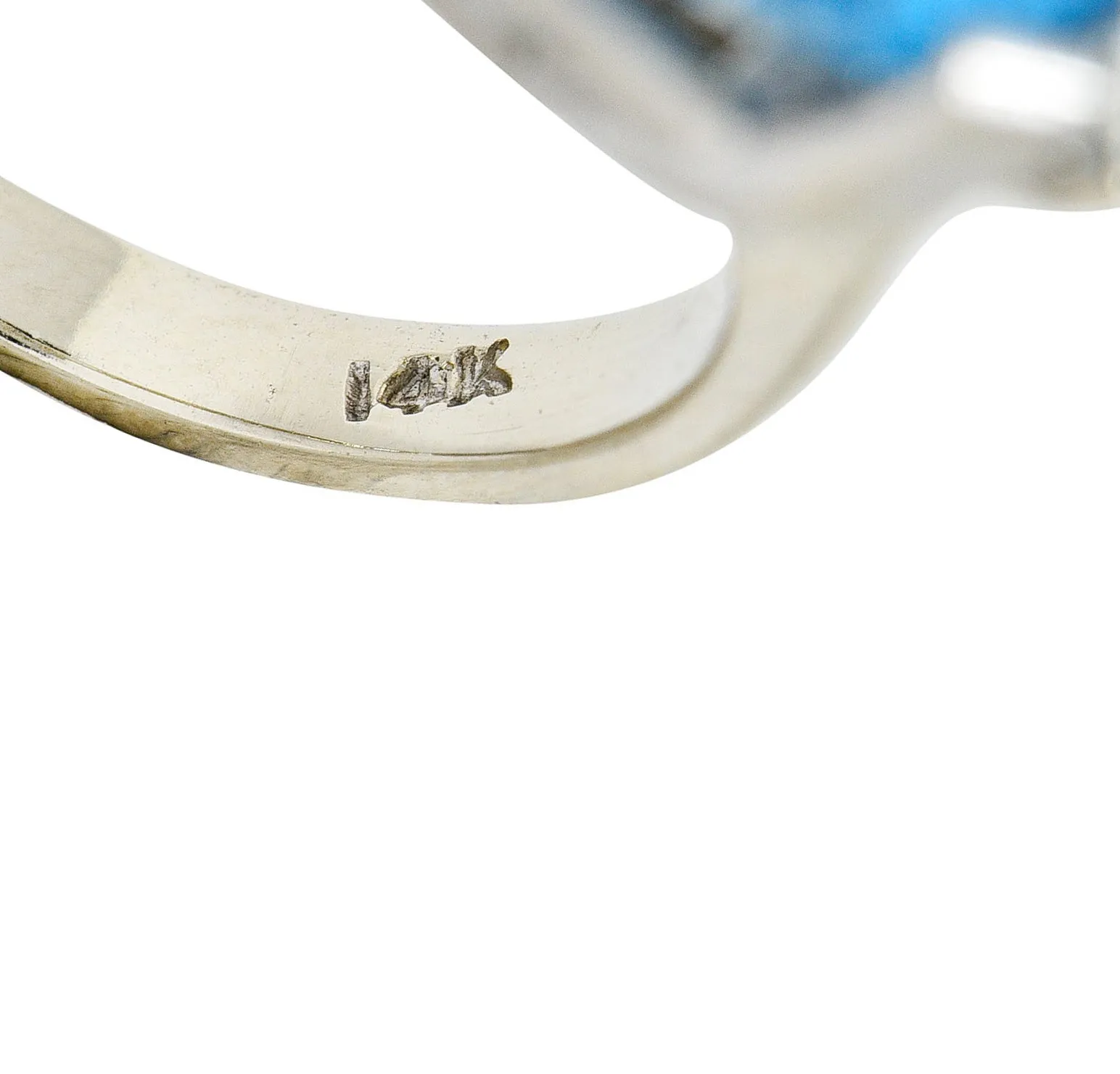 1960's Vintage Blue Topaz Diamond 14 Karat White Gold Cocktail Ring