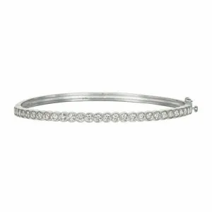 2.00 Carat Natural Diamond Miligrain Bezel Bangle Bracelet G SI 14K White Gold