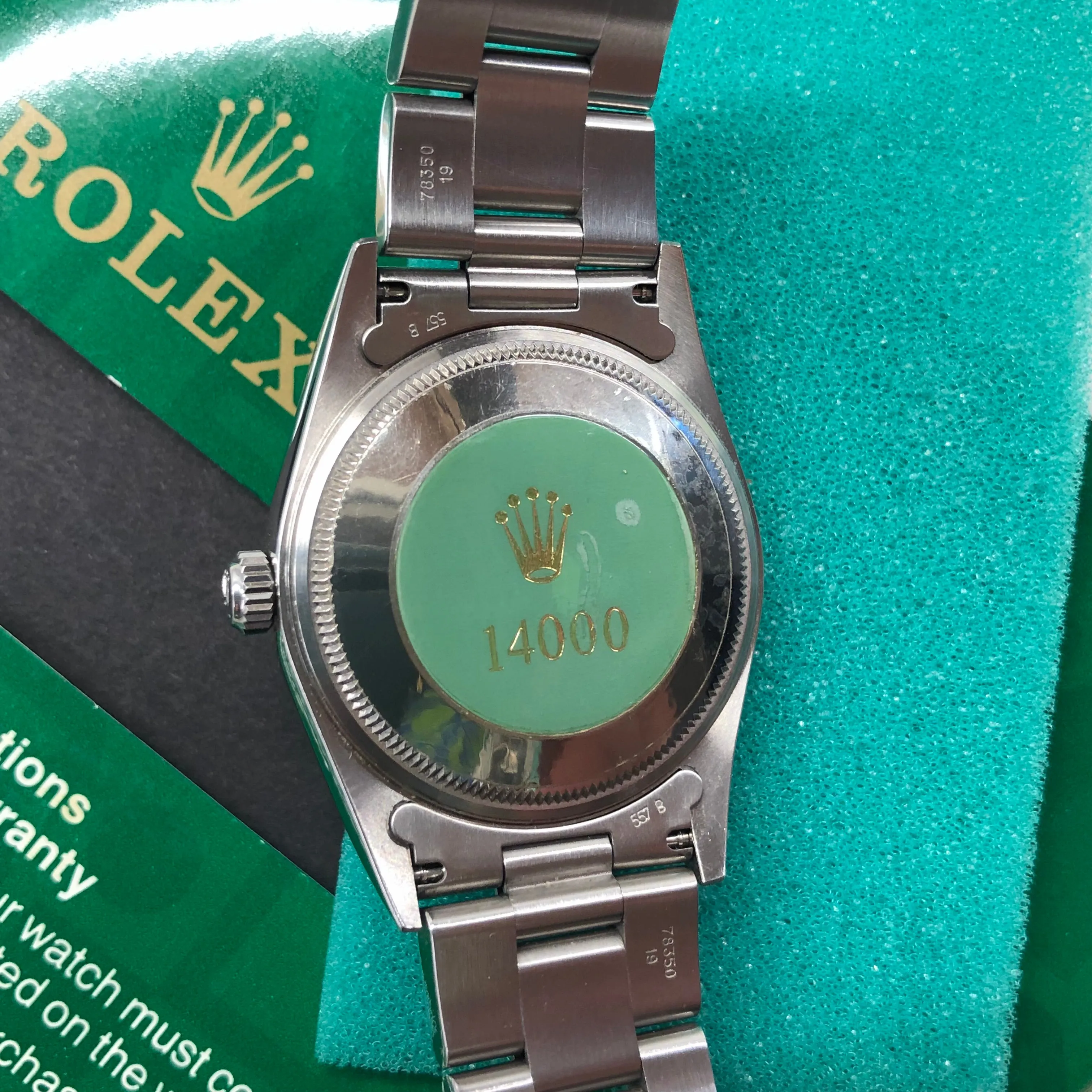 2000 Rolex Air King 14000 Blue Explorer Dial Stainless Steel Wristwatch Box Papers