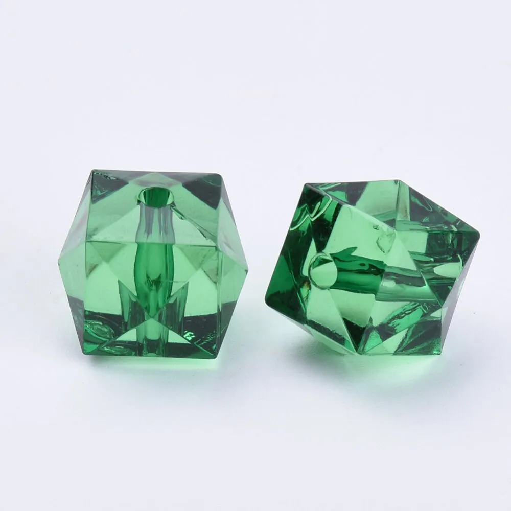 20mm Faceted Ice Cube Bubblegum Bead, Faceted Colorful Cubed Transparent Beads, You Choose Color