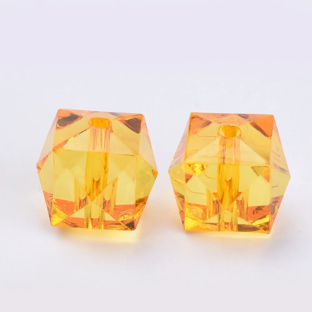 20mm Faceted Ice Cube Bubblegum Bead, Faceted Colorful Cubed Transparent Beads, You Choose Color