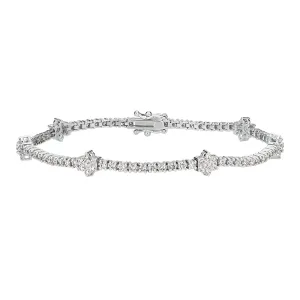 2.13 Carat Natural Diamond Flower Bracelet G SI 14K White Gold 7''