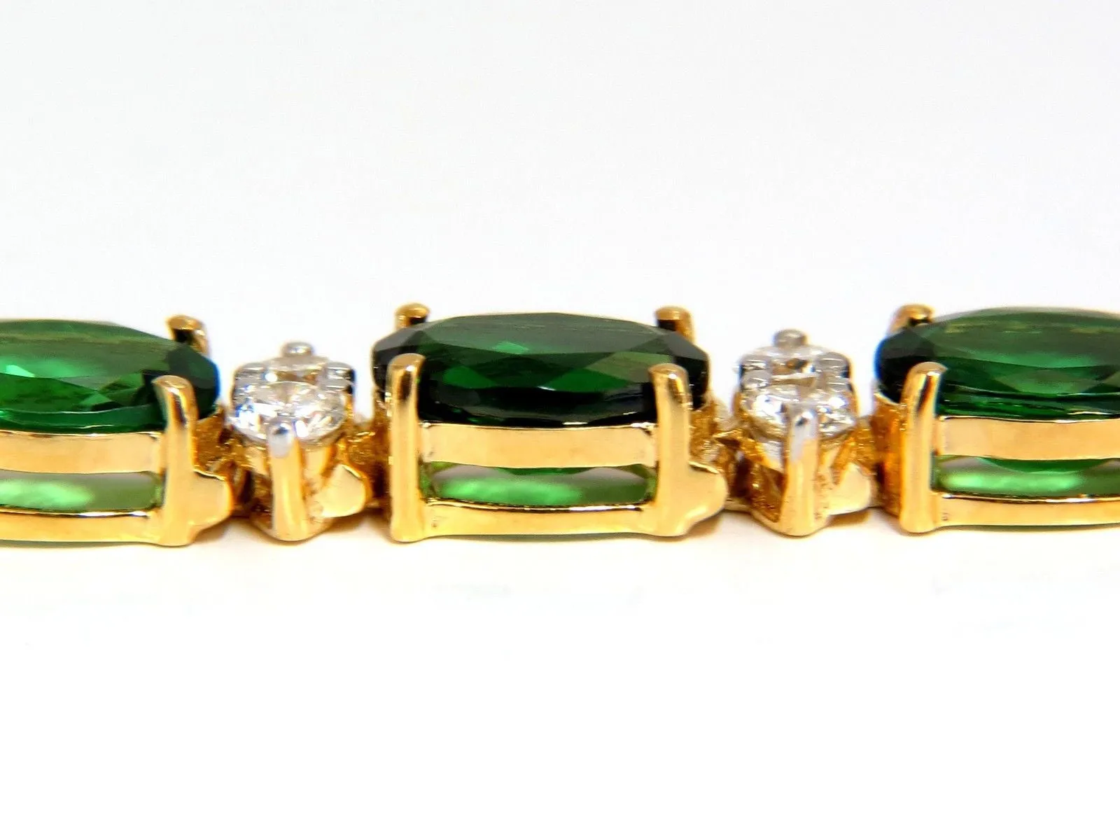 21.68CT NATURAL VIVID BRIGHT GREEN TSAVORITE DIAMONDS TENNIS BRACELET
